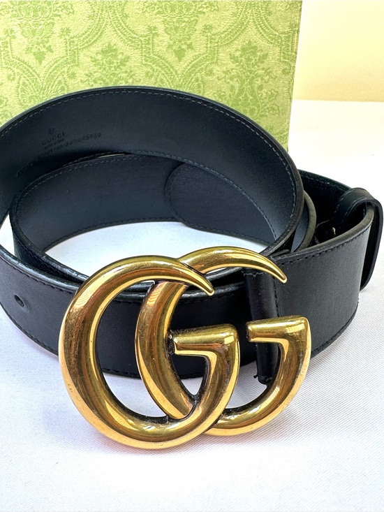 Gucci GG Marmont black leather belt Italy size 85/34 32”-36” 1.5”w, Box, COA main image 4